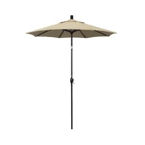 6 ft. Bronze Aluminum Pole Market Aluminum Ribs Push Tilt Crank Lift Patio Umbrella in Antique Beige Sunbrella