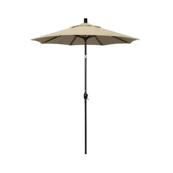 California Umbrella 6 ft. Bronze Aluminum Pole Market Aluminum Ribs Push Tilt Crank Lift Patio Umbrella in Antique Beige Sunbrella