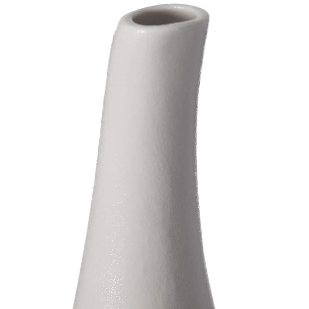 White Teardrop Shaped Ceramic Table Vase, 12.5 Inch