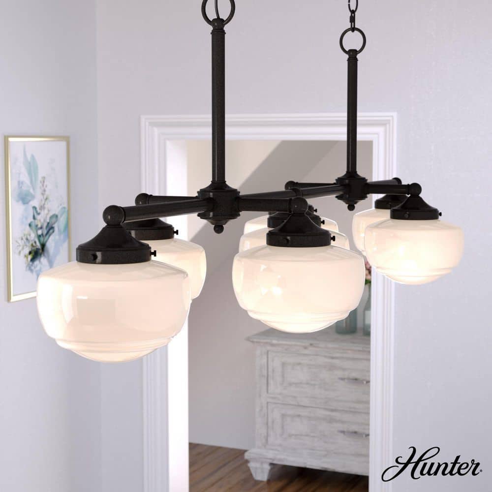 Kichler Oak Glen Distressed Bronze Rustic Etched Glass Lantern Pendant Light