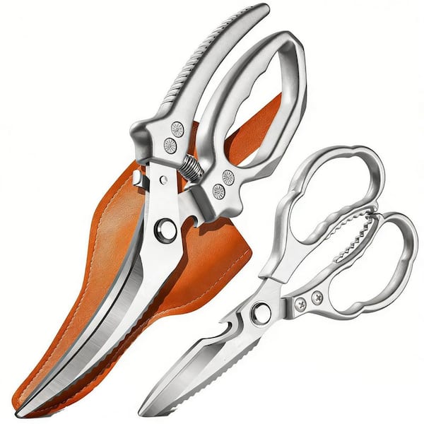 2-Piece Multi-Purpose Stainless Steel Kitchen Shears for Poultry, Food, Chicken Bones, Dishwasher Safe