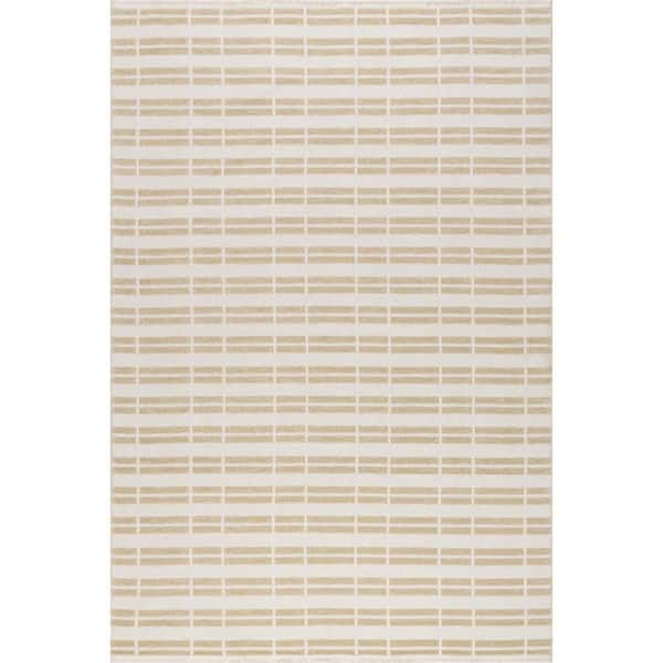 Malaya Striped Reversible Washable Taupe 5 ft. x 8 ft. Indoor Area Rug