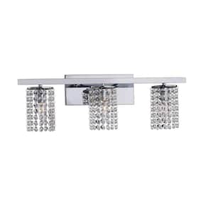 Camille 24 in. W 3-Light Wall Sconce with Crystal Round Shades