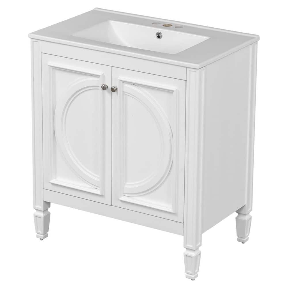 30 in. Freestanding White Bath Vanity with White Ceramic Top price history on PriceWatchPro