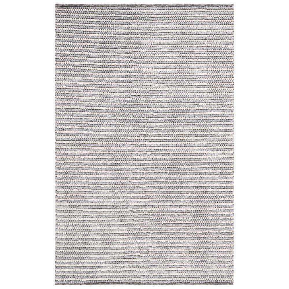 Ivory and Gray Tufted Handmade Wool Area Rug 5' x 8'