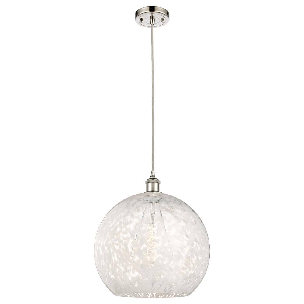 White Mouchette 100-Watt 1-Light Polished Nickel Shaded Mini Pendant Light with Painted Glass Shade price history on PriceWatchPro
