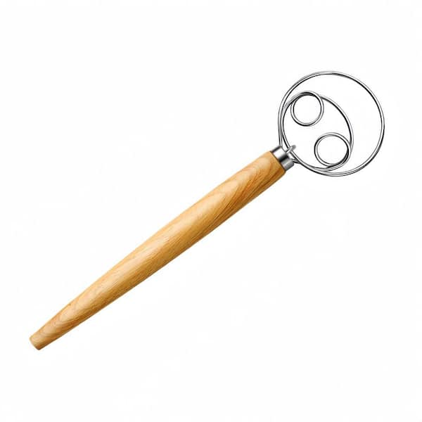 Stainless Steel Danish Dough Whisk with Dough Hook and Dutch Whisk for Sourdough Bread and Kitchen Mixing (1-Pack)