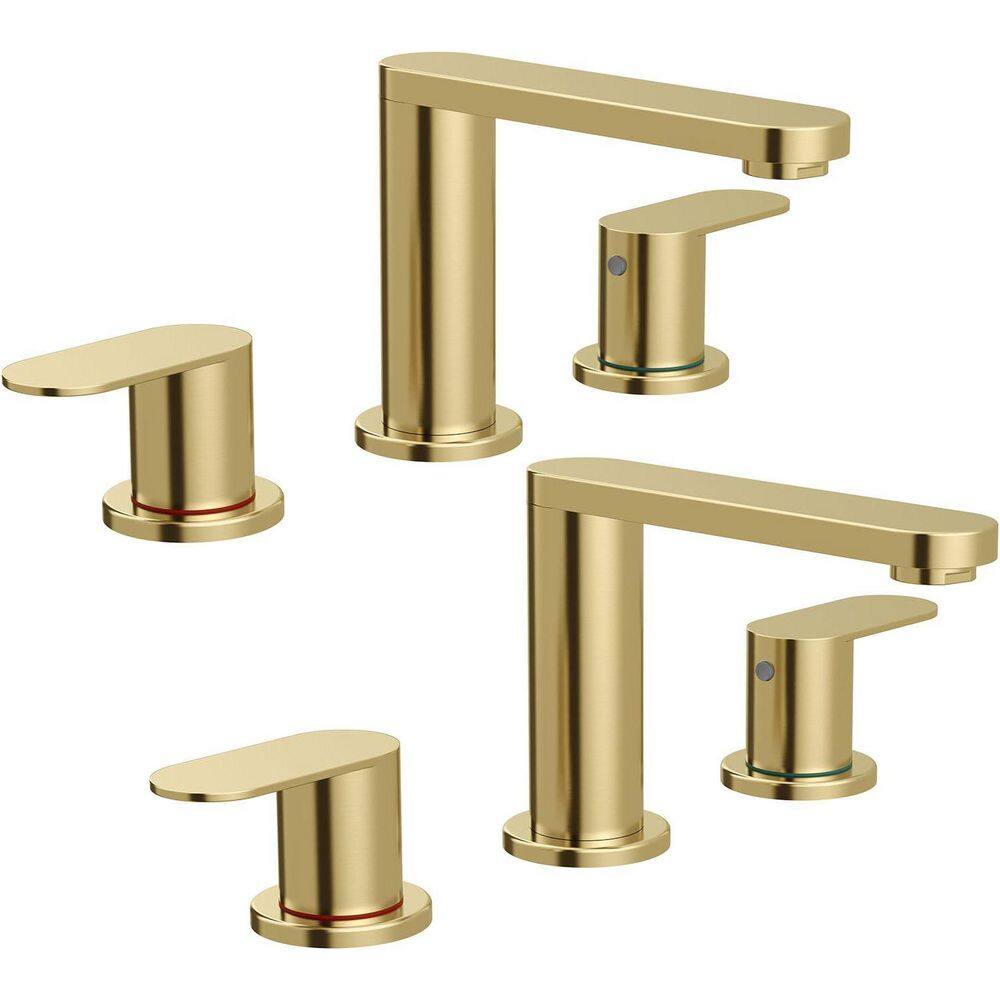8 in. Widespread 2-Handle Bathroom Sink Faucet with 360° Swivel Spout and Pop-up Drain in Brushed Gold (2-Pack) price history on PriceWatchPro