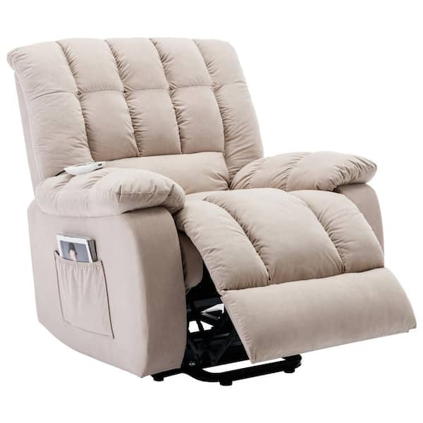 Nestfair Beige Velvet Massage Recliner Chair with Heat and