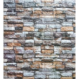 Falkirk Jura II 1/3 in. 28 in. x 28 in. Peel & Stick Multicolored Faux Bricks PE Foam Decorative Wall Paneling (5-Pack)
