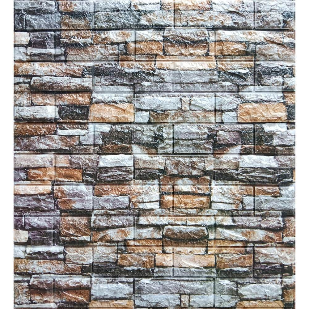 Art3dwallpanels Brown 27.5 in. x 27.5 in. Faux Brick 3D Wall