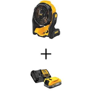 20V MAX Lithium-Ion Cordless Jobsite Fan with POWERSTACK 1.7 Ah Battery Pack and Charger