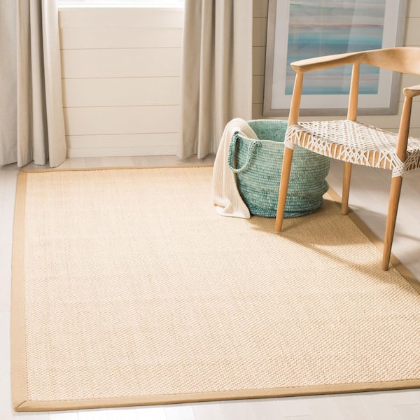 Natural Fiber 6 ft. x 8 ft. Maize/Linen Solid Color Area Rug