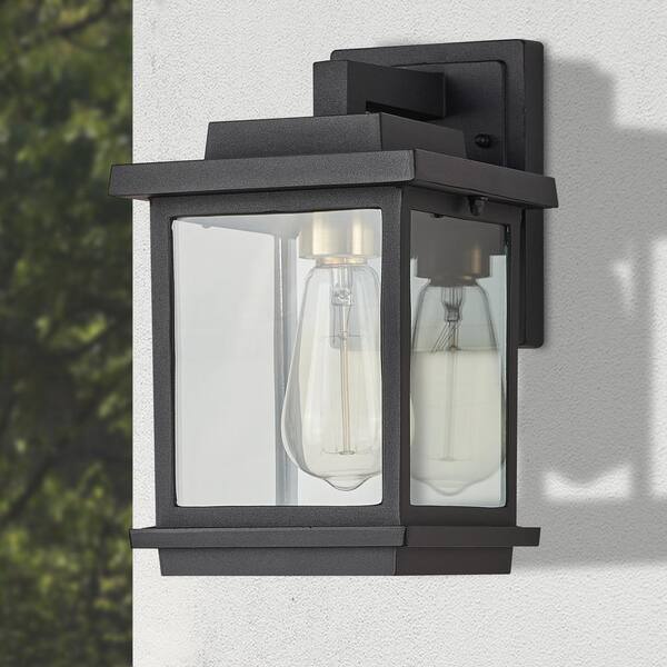 ANTOINE 1-Light Black Hardwired Outdoor Wall Lantern Wall Sconce