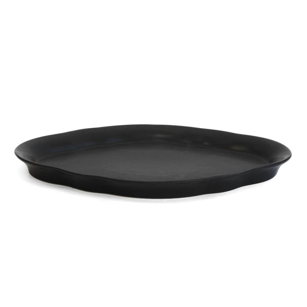 Over and Back 12 in. Black Stoneware Medallion Serving Platter (1Piece) 931750 The Home Depot