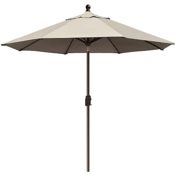 Terracemaster 9 ft. Aluminum Market Patio Umbrella with Push Button Sunbrella in Antique Beige