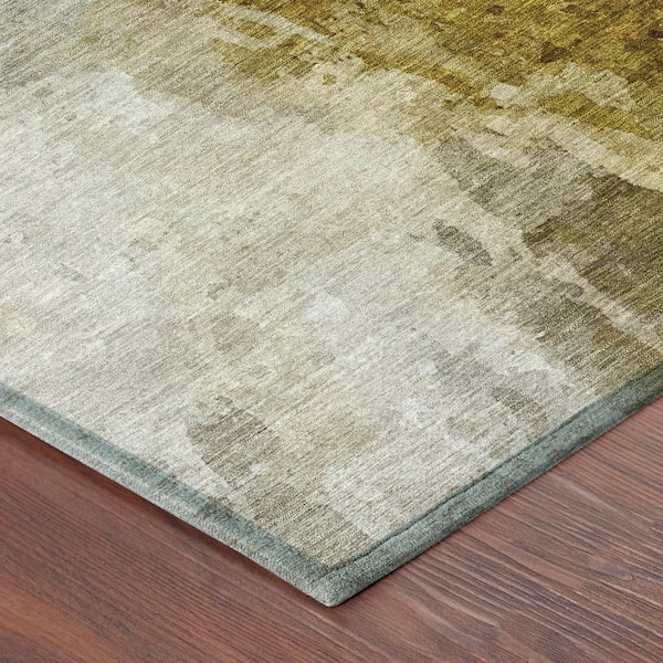 Chantille Machine Washable Indoor/Outdoor Abstract ACN2739 Wheat 8 ft. x 8 ft. Round Rug