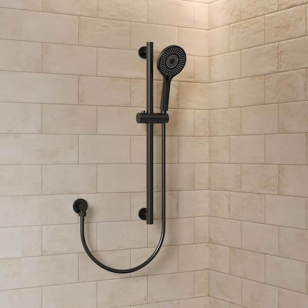 Minimalist 3-Spray Multifunction Wall Bar Shower Kit with Round Handheld Shower with Adjustable Bar in Matte Black