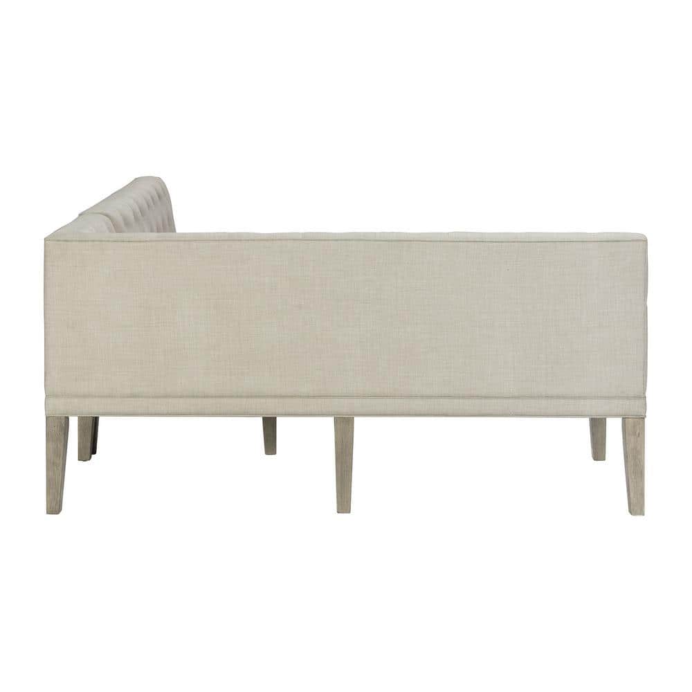 Gray Tufted Fabric Armless Sectional Sofa with Wooden Legs