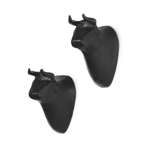 Mercana Taurus IV (Set of 2) Black Cast Aluminum Bull Wall Decor