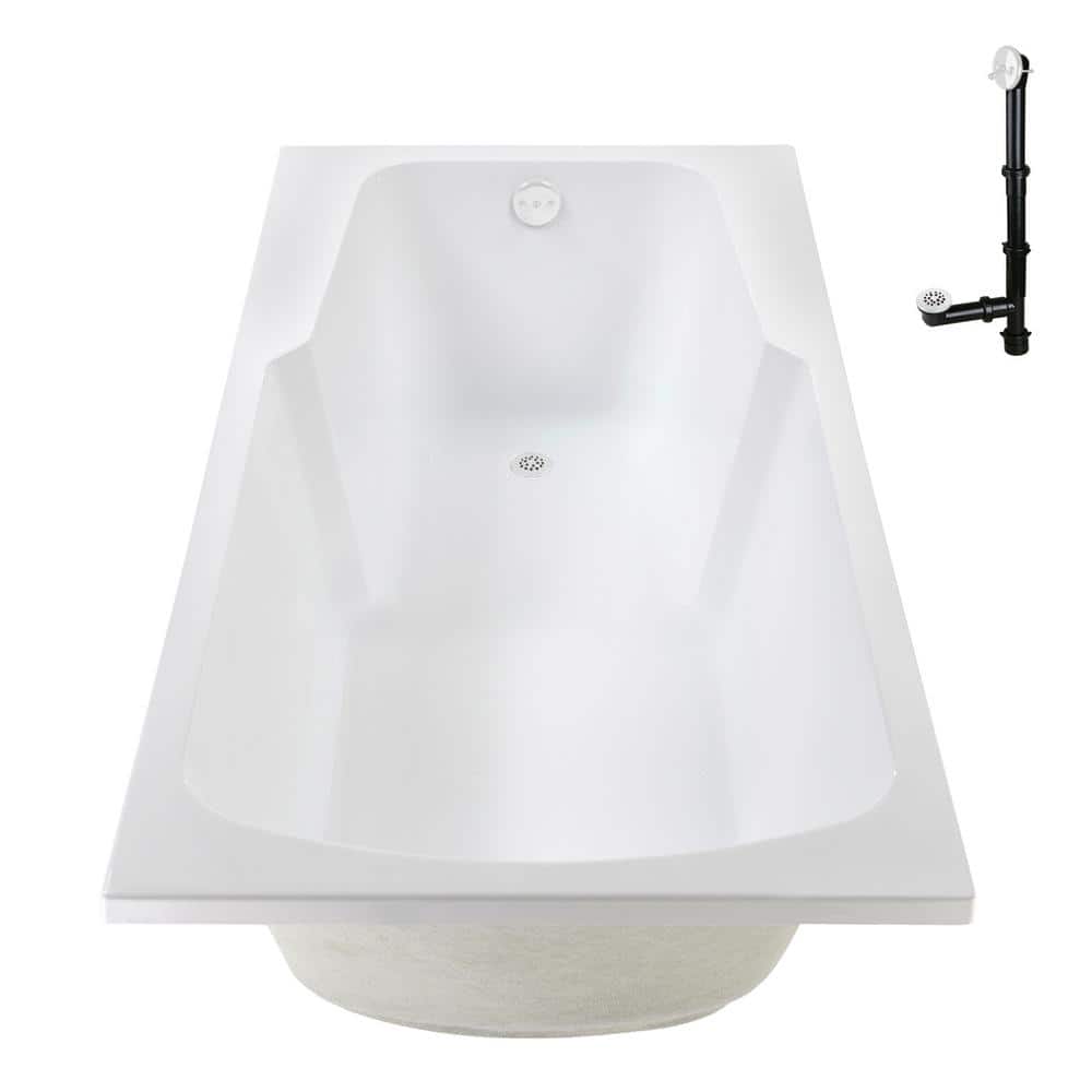 72'' x 36'' Glossy White Acrylic Soaking Drop-In Bathtub