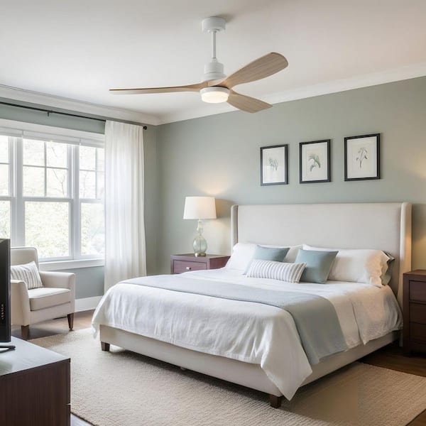 52 in. LED Indoor White Ceiling Fan with Light Kit, Remote Control