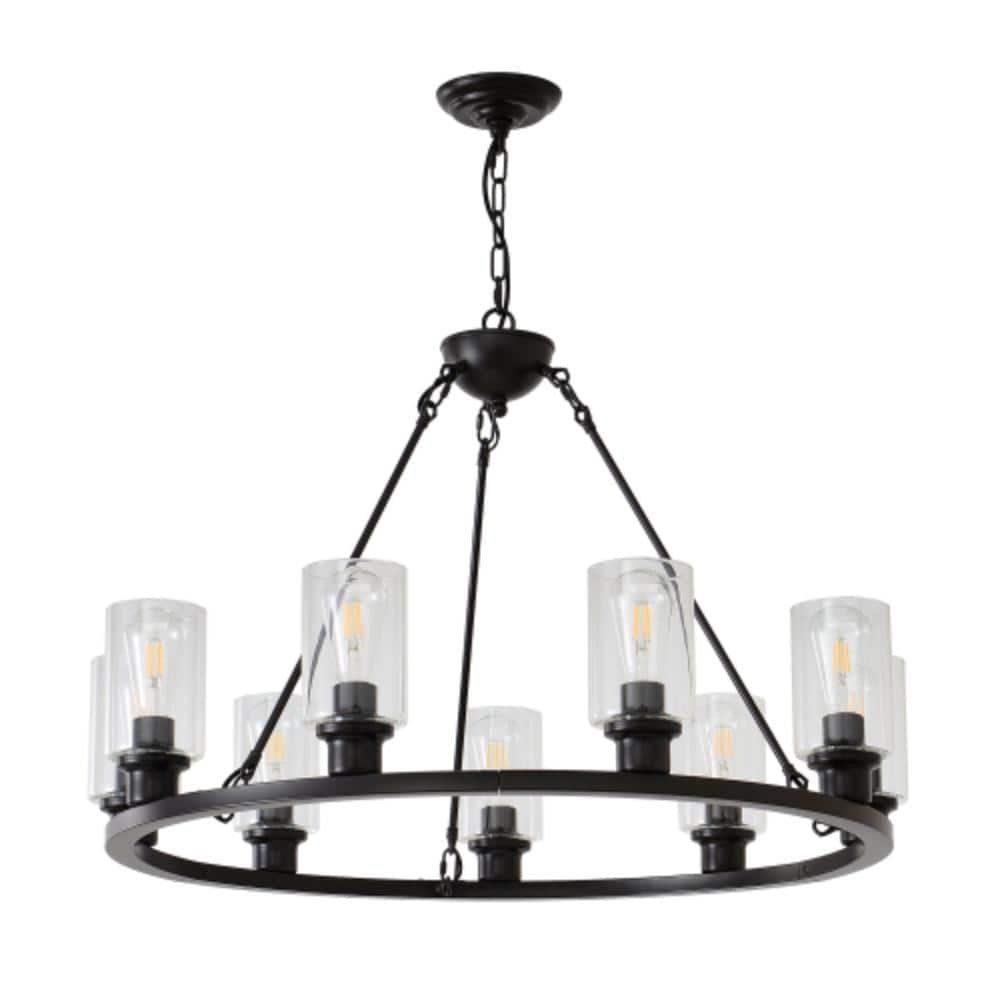 "23.62"" Modern 6-Light Black Wagon Wheel Chandelier for Bedroom Living Bathroom" price history on PriceWatchPro