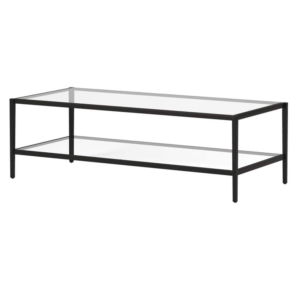 54" Blackened Bronze Rectangular Glass Coffee Table
