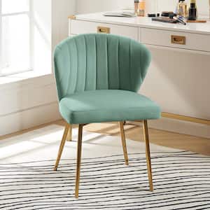 Luna Sage Velvet 20 in.W x 19.5 in.D x 29 in.H Tufted Wingback Side Chair with Metal Legs