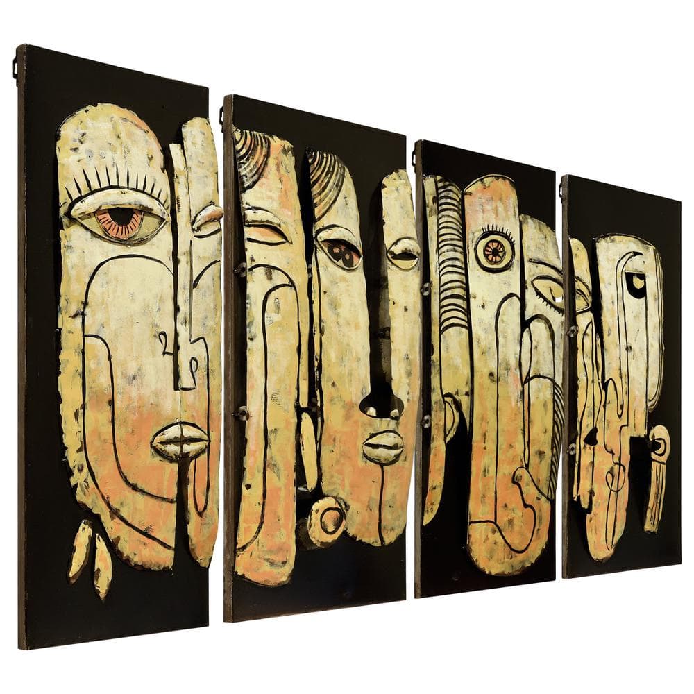 Totem Poles Hand Painted Iron Abstract Wall Art, 64" x 32"