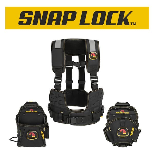 Snap Lock Drywall Installer Tool Rig with Tool Pouch and Drill Holster, Magnetic Storage, Hammer Loop, Tape Measure Clip