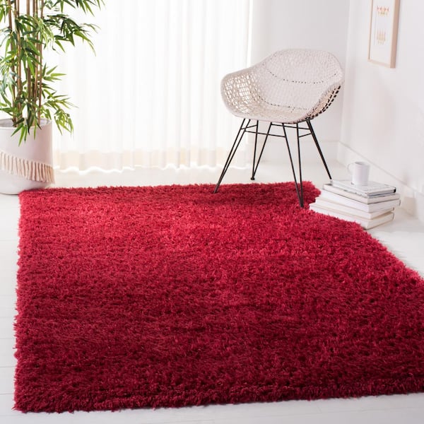Madrid Shag Red 4 ft. x 6 ft. Solid Area Rug