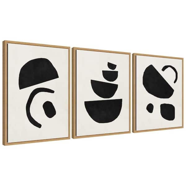 3 Piece Sylvie Black Geometric Abstract 1 and 2 by July Art Prints Abstract Framed Art Print Set 24 in. x 18 in.