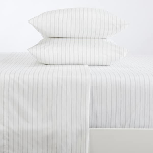 FRESHFOLDS Super Soft 4-Piece Dark Grey Microfiber Full Striped Sheet Set