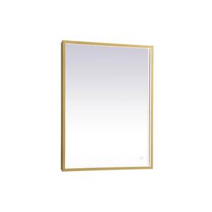 Timeless Home 24 in. W x 30 in. H Modern Rectangular Aluminum Framed LED Wall Bathroom Vanity Mirror in Brass