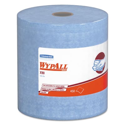 11-1/10 in. x 13-2/5 in. Denim Blue X90 Cloth Cleaning Wipes, Jumbo Roll (450/Roll, 1 Roll/Carton)