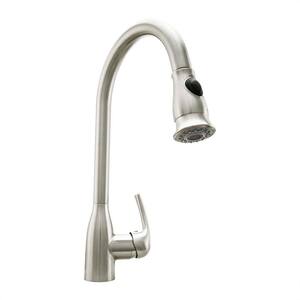 Single-Handle Pull-Down Sprayer Kitchen Faucet with Ceramic Disc Valve in Brushed Nickel