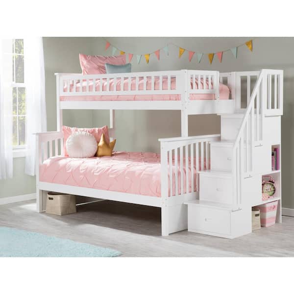 AFI Columbia Staircase Bunk Bed Twin over Full in White