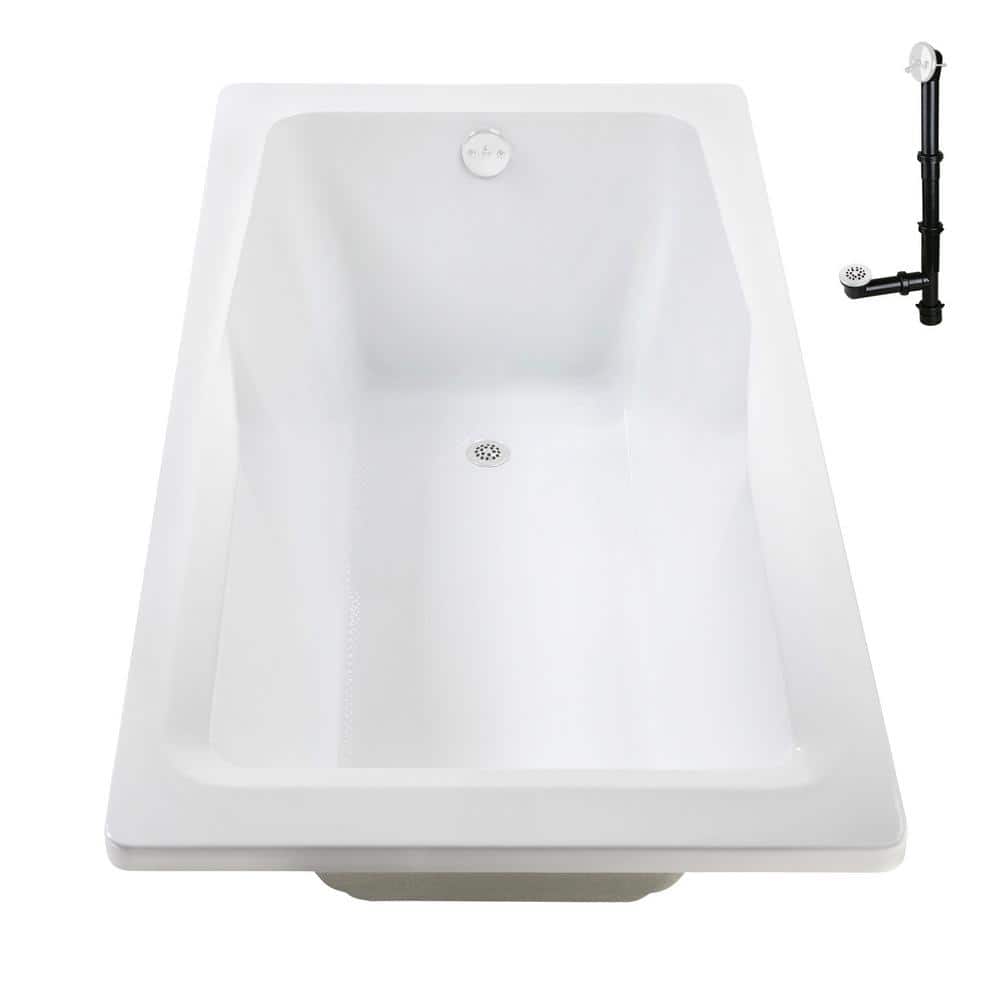 60'' x 32'' Glossy White Acrylic Soaking Drop-In Bathtub