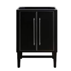 Mason 24 in. Bath Vanity Cabinet Only in Black with Silver Trim