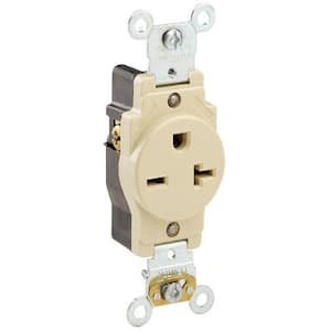 20 Amp Industrial Grade Heavy Duty Self Grounding Single Outlet, Ivory