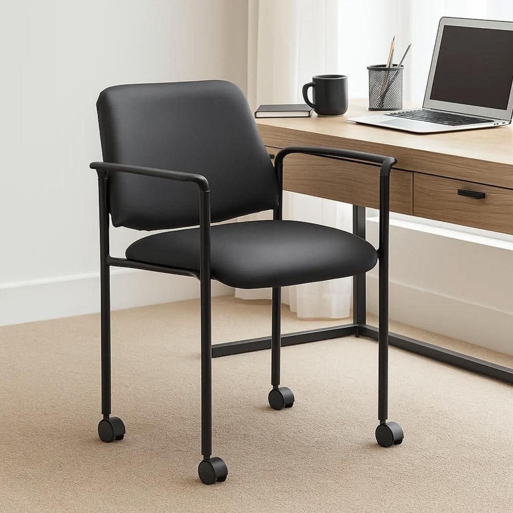 Jill Vinyl Hooded Wheels Task Chair in Black Arms price history on PriceWatchPro