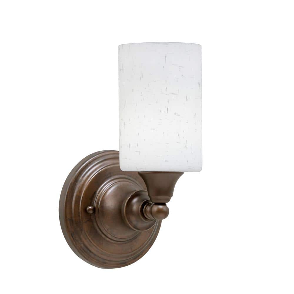 Fulton 1-Light Bronze Wall Sconce, 4 in. White Muslin Glass