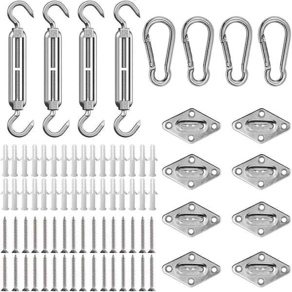 80-Piece Heavy Duty Stainless Steel Shade Sail Hardware Kit with Adjustable Turnbuckles for Patio Garden and Pool