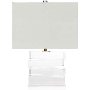 Nunda 23.5 in. Clear Indoor Table Lamp with Gray Rectangle Shaped Shade
