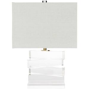 Nunda 23.5 in. Clear Indoor Table Lamp with Gray Rectangle Shaped Shade