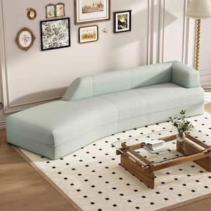 109.4 in.  Square Arm  Fabric Rectangle Sofa in Green