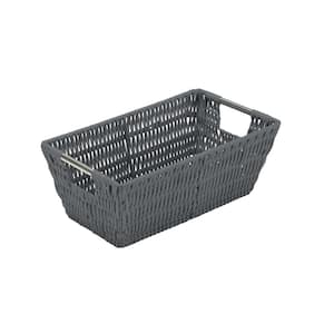 4.5 in. x 6.5 in. Gray Small Shelf Storage Rattan Tote Basket