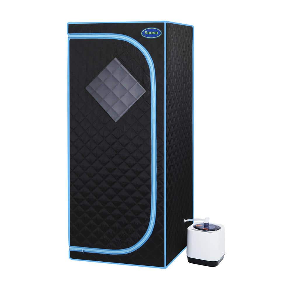 Compact FCC-Certified Black Portable 1-Person Sauna with Steam Generator, R