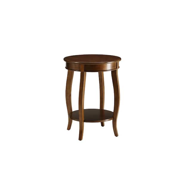 Acme Furniture Aberta 18 in. Walnut Round Wood End Table with Open